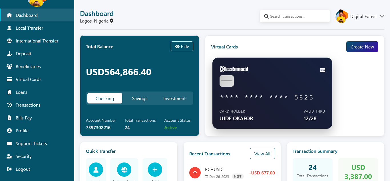 Nexusbank Pro - Ultimate Online Banking PHP Script with Virtual Credit Card and Investment System PHP script